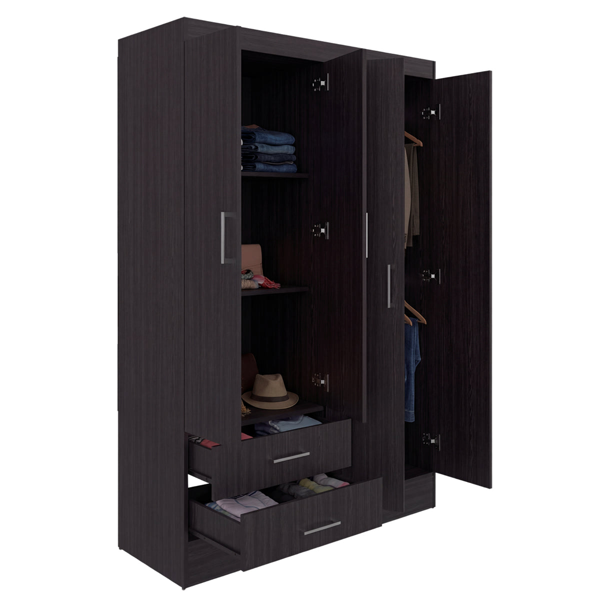 Closet Sarani Wengue 119.8x182cm con Cuatro Puertas y con Dos Cajones