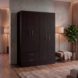 Closet Sarani Wengue 119.8x182cm con Cuatro Puertas y con Dos Cajones