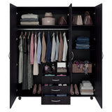 Closet Luciano Wengue 150.1x177cm con Tres Puertas y con Tres Cajones