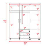 Closet Luciano Wengue 150.1x177cm con Tres Puertas y con Tres Cajones