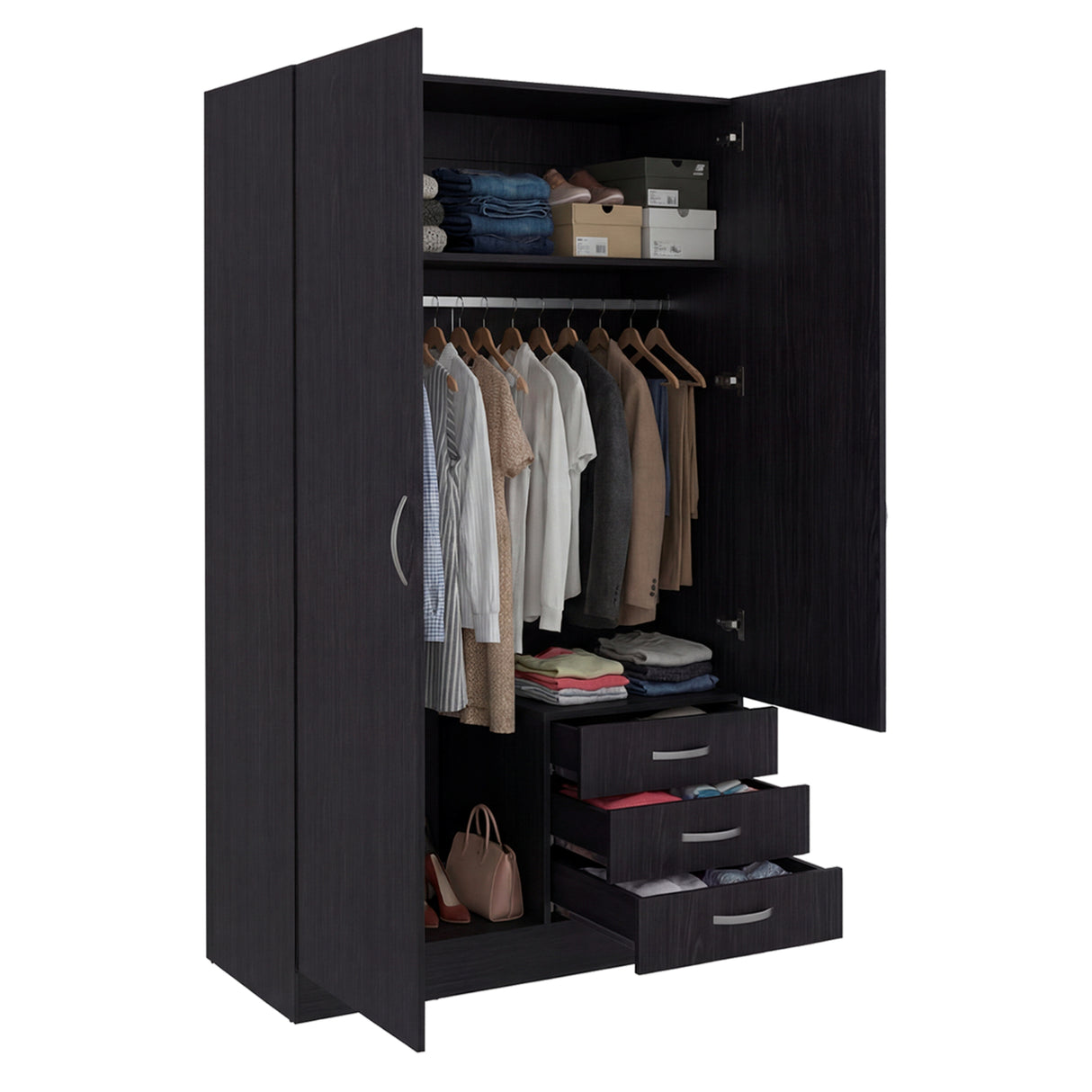 Closet Marfil Wengue 100x180.6cm con Dos Puertas y con Tres Cajones