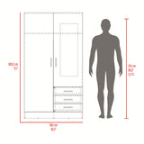 Closet Marfil Wengue 100x180.6cm con Dos Puertas y con Tres Cajones