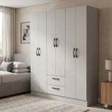 Closet Essence Blanco 135x173cm con Seis Puertas y con Dos Cajones