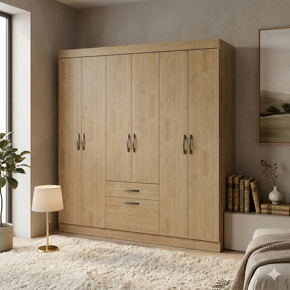 Closet Nova Castaño 181x183cm con Seis Puertas y con Un Cajón