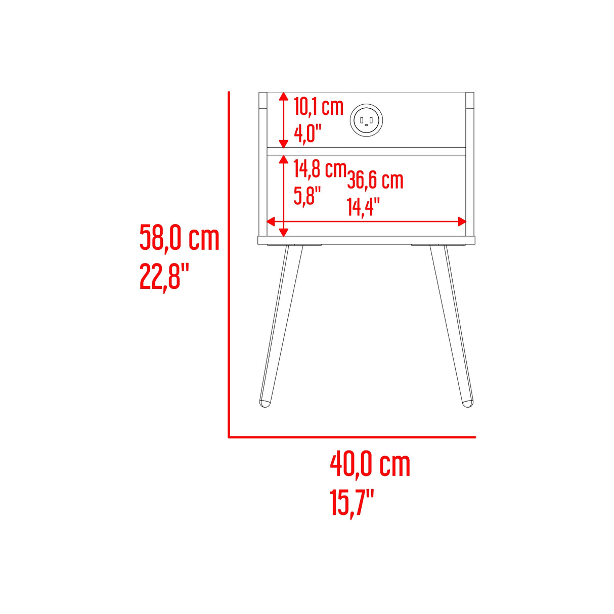 Mesa de Noche Didi Blanco 40x58cm con Un Entrepaño y un Compartimiento
