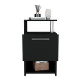 Mesa de Noche Jena Wengue 40x70cm con Un Cajón y Dos Compartimientos
