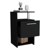 Mesa de Noche Jena Wengue 40x70cm con Un Cajón y Dos Compartimientos