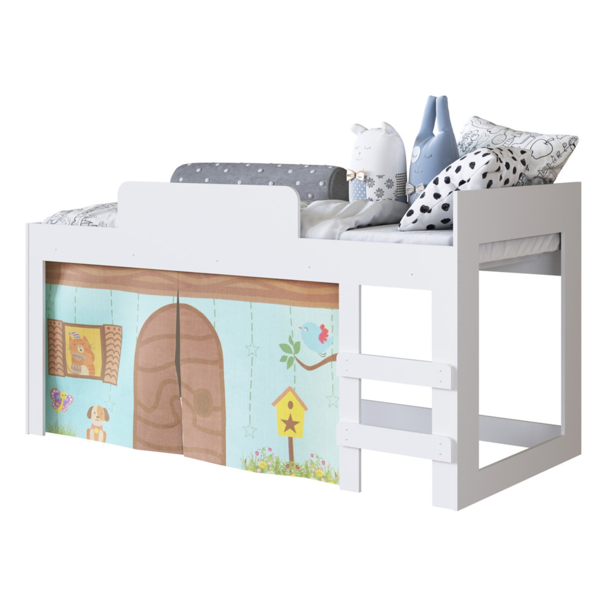 Cama Infantil Blanco 93.2x100.2cm para colchón Sencillo 90 X 190 Cm con Cabecero y sin Colchon