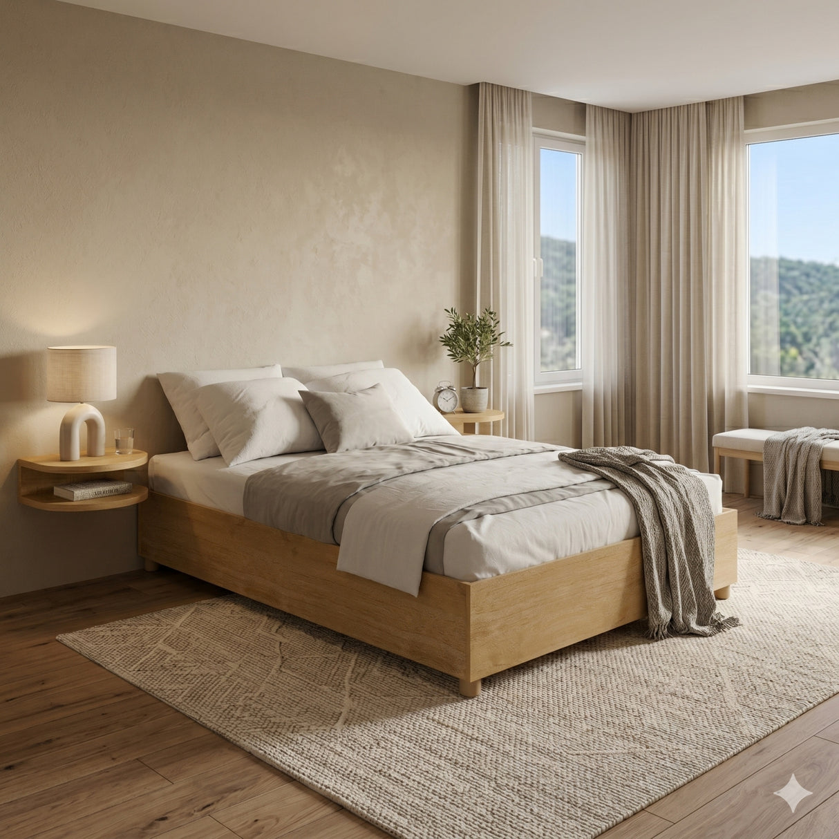Cama Monaco Castaño 144x35.4cm para colchón Doble 140 X 180 Cm y sin Colchon