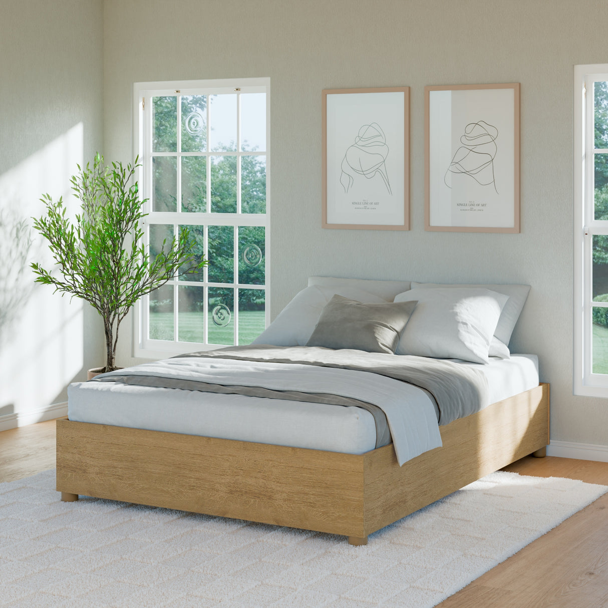 Cama Monaco Castaño 144x35.4cm para colchón Doble 140 X 180 Cm y sin Colchon