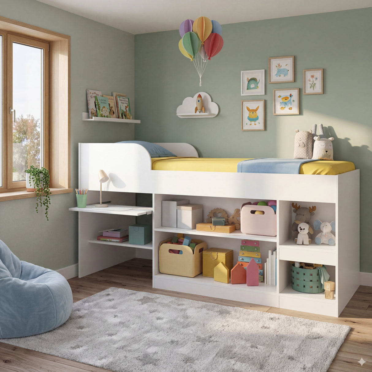 Cama Multifuncional Blanco 193x84cm para colchón Infantil 80 X 190 Cm con Cabecero y sin Colchon