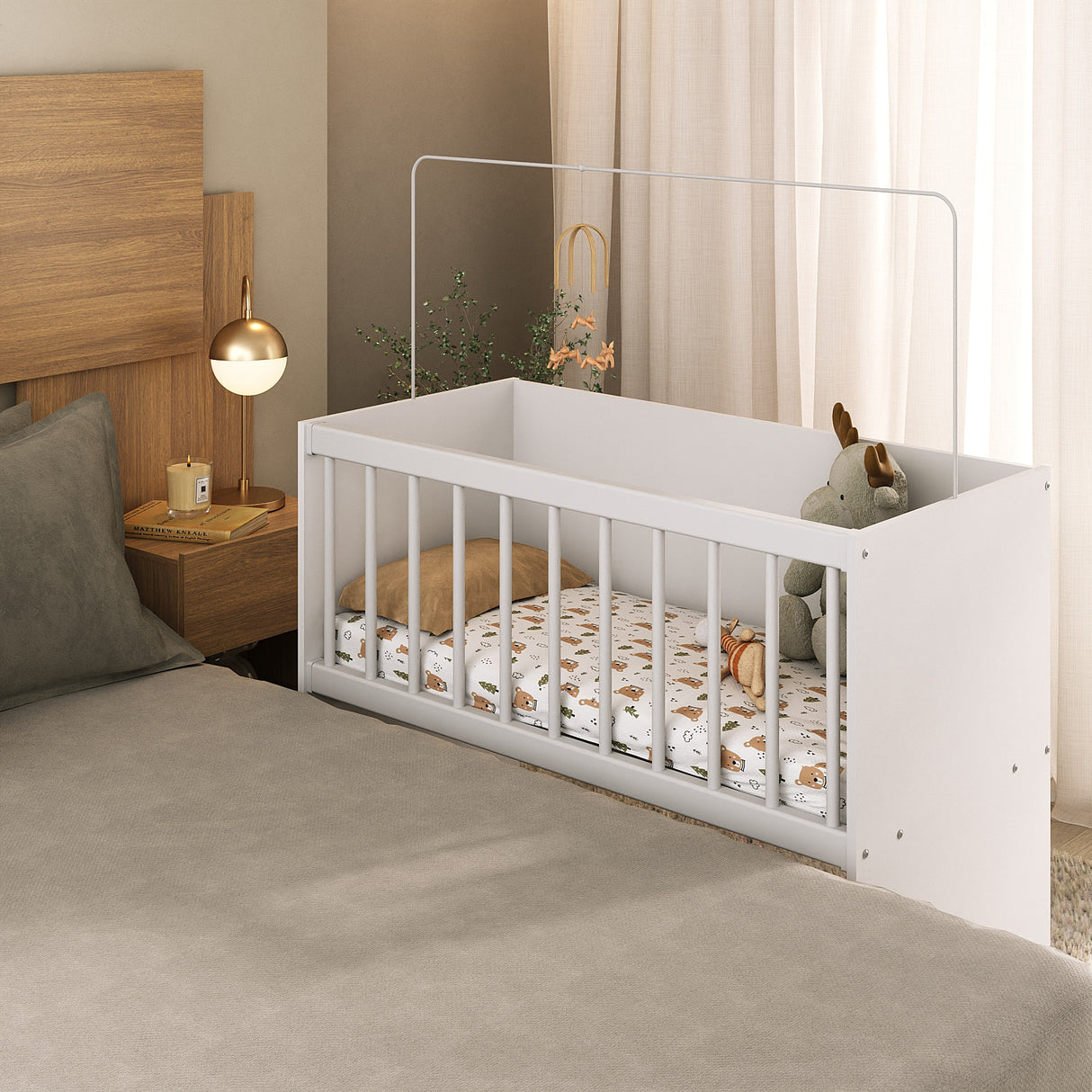 Cuna Sueños Compartidos Blanco 68.5x91.5cm para colchón Infantil 60 X 130 Cm con Cabecero y con Colchón
