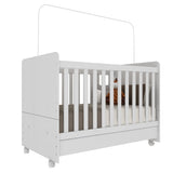 Cuna 3 en 1 Bunny Blanco 78x98cm para colchón Infantil 70 X 130 Cm con Cabecero y con Colchón