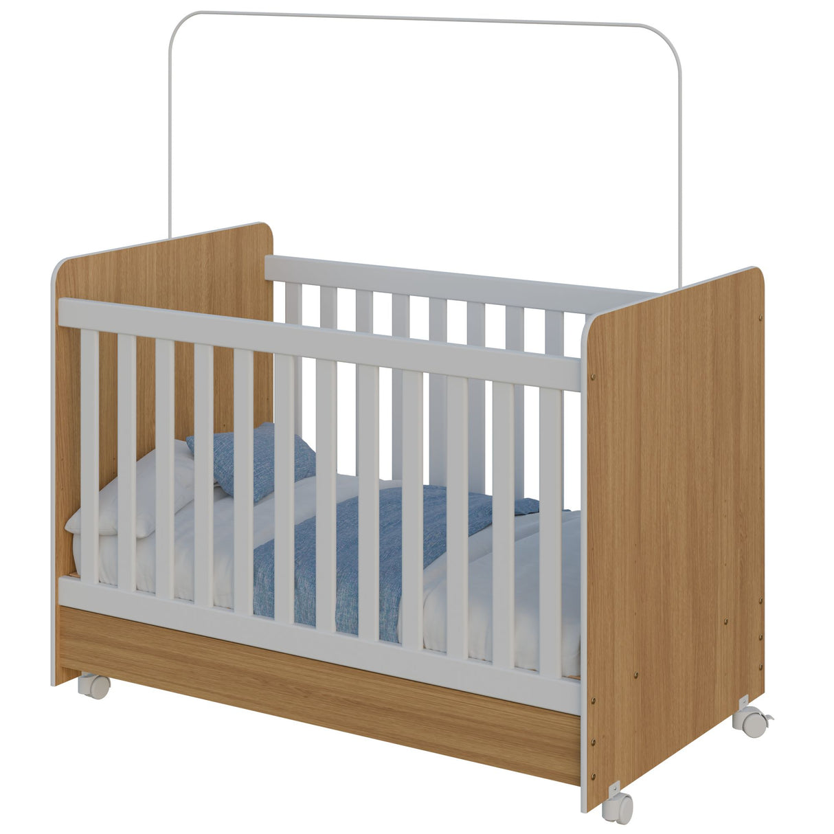 Cuna 3 en 1 Bunny Castaño 78x142cm para colchón Infantil 70 X 130 Cm con Cabecero y con Colchón