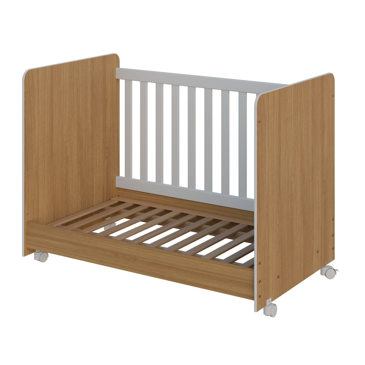 Cuna 3 en 1 Bunny Castaño 78x142cm para colchón Infantil 70 X 130 Cm con Cabecero y con Colchón