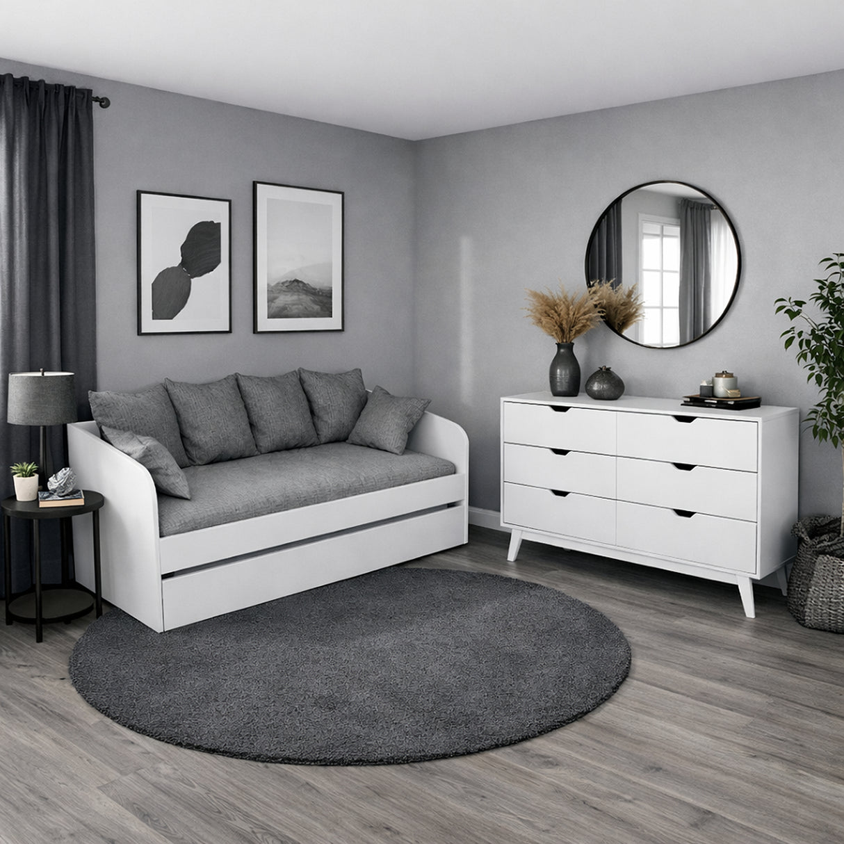 Combo Base Cama y Colchón Atlanta Blanco 193x68cm con colchoneta Sencilla 90 X 190 cm