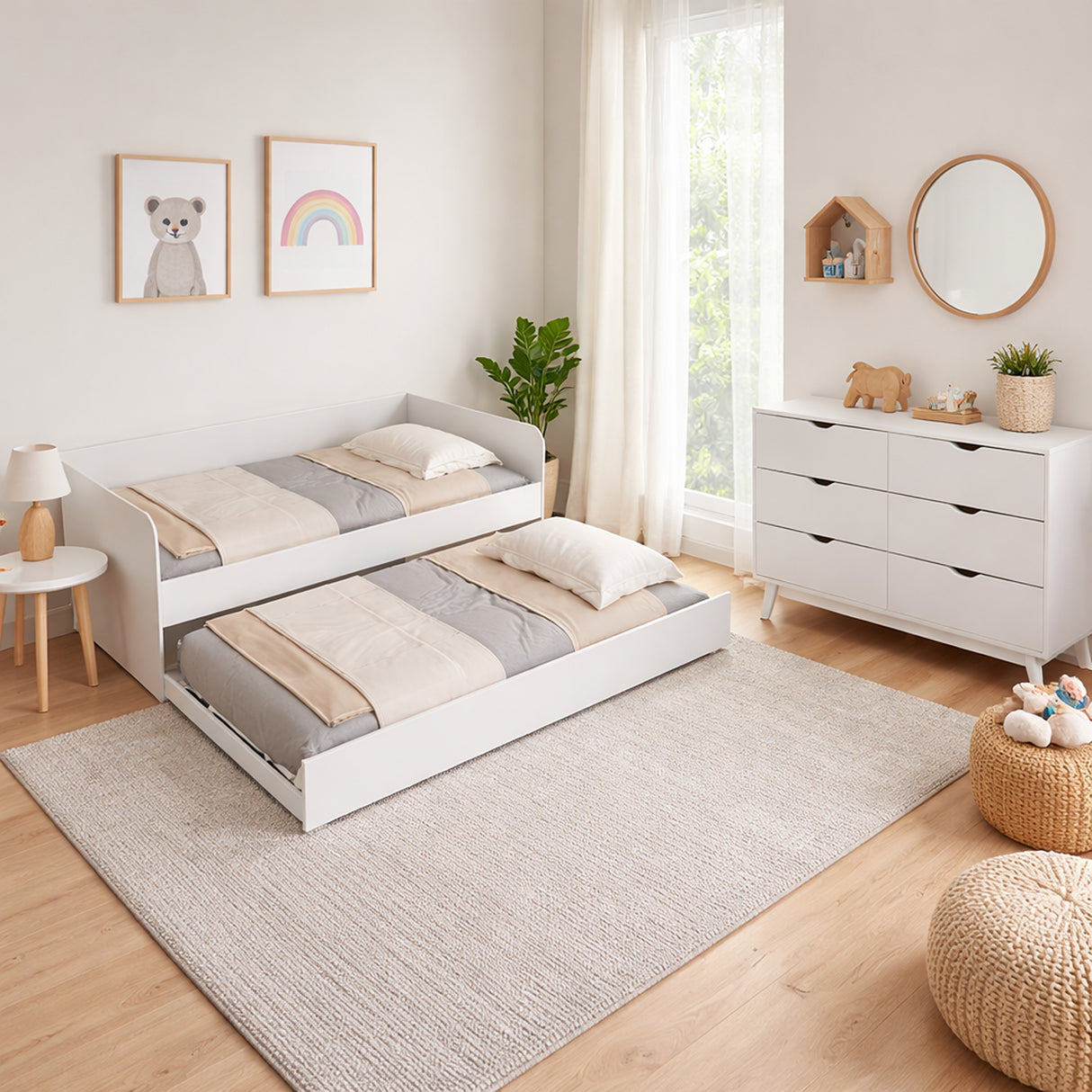 Combo Base Cama y Colchón Atlanta Blanco 193x68cm con colchoneta Sencilla 90 X 190 cm