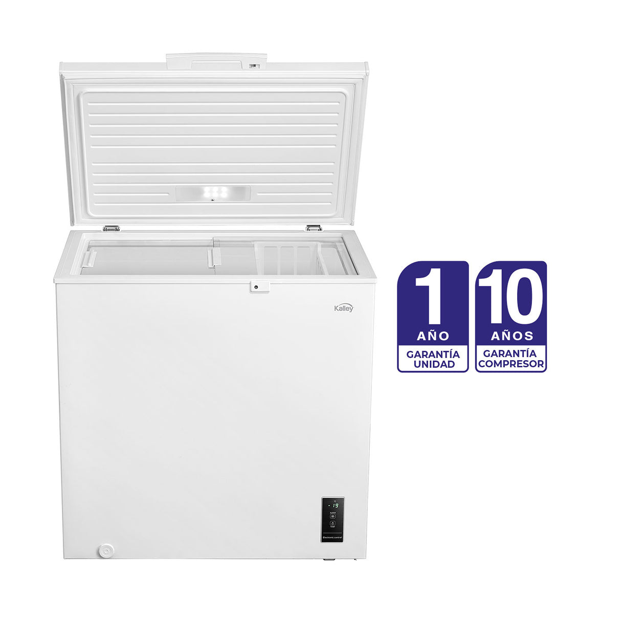 Congelador Kalley Inverter Dual Blanco 55x85cm de 194 Litros con Iluminación Interna