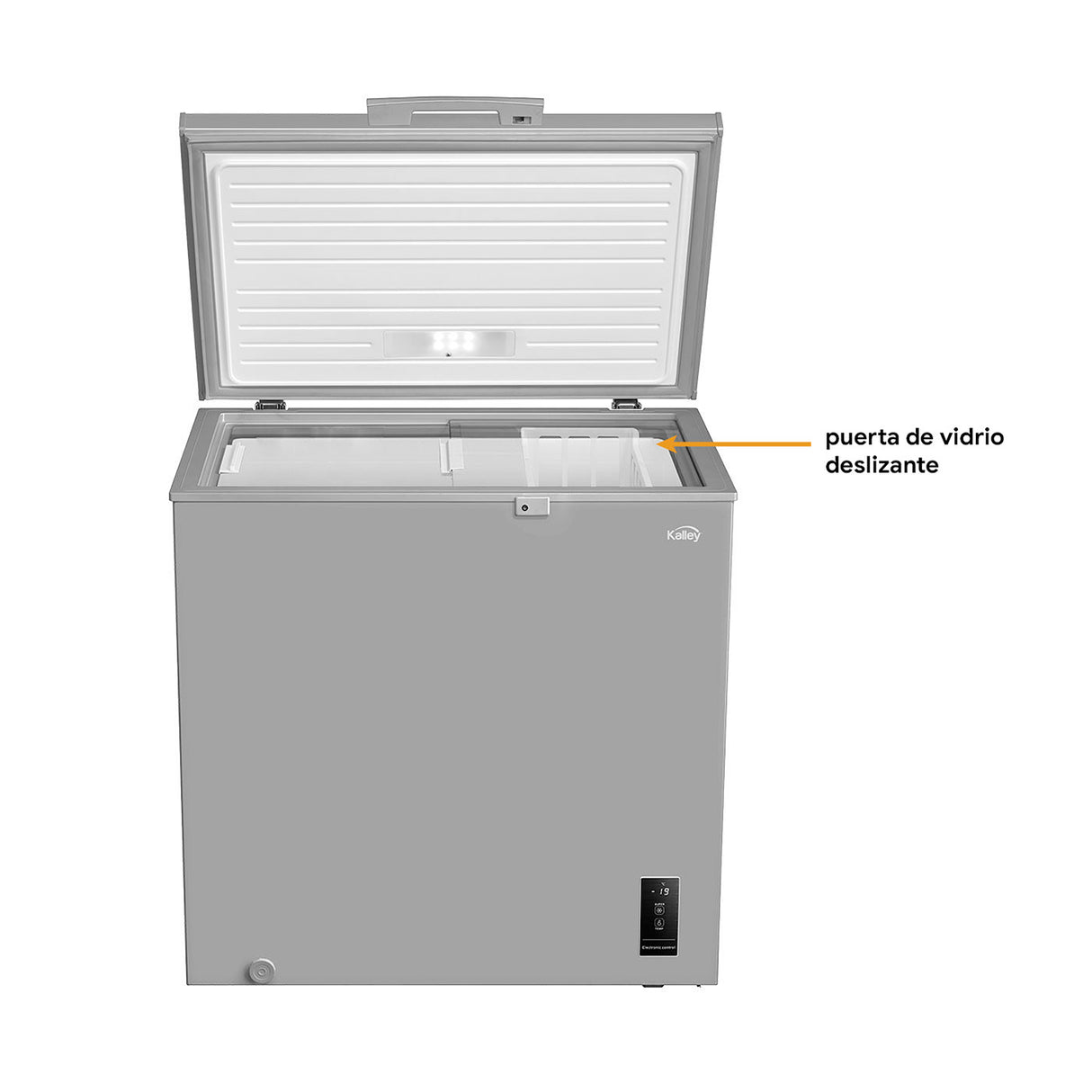 Congelador Kalley Inverter Dual Gris 55x85cm de 194 Litros con Iluminación Interna