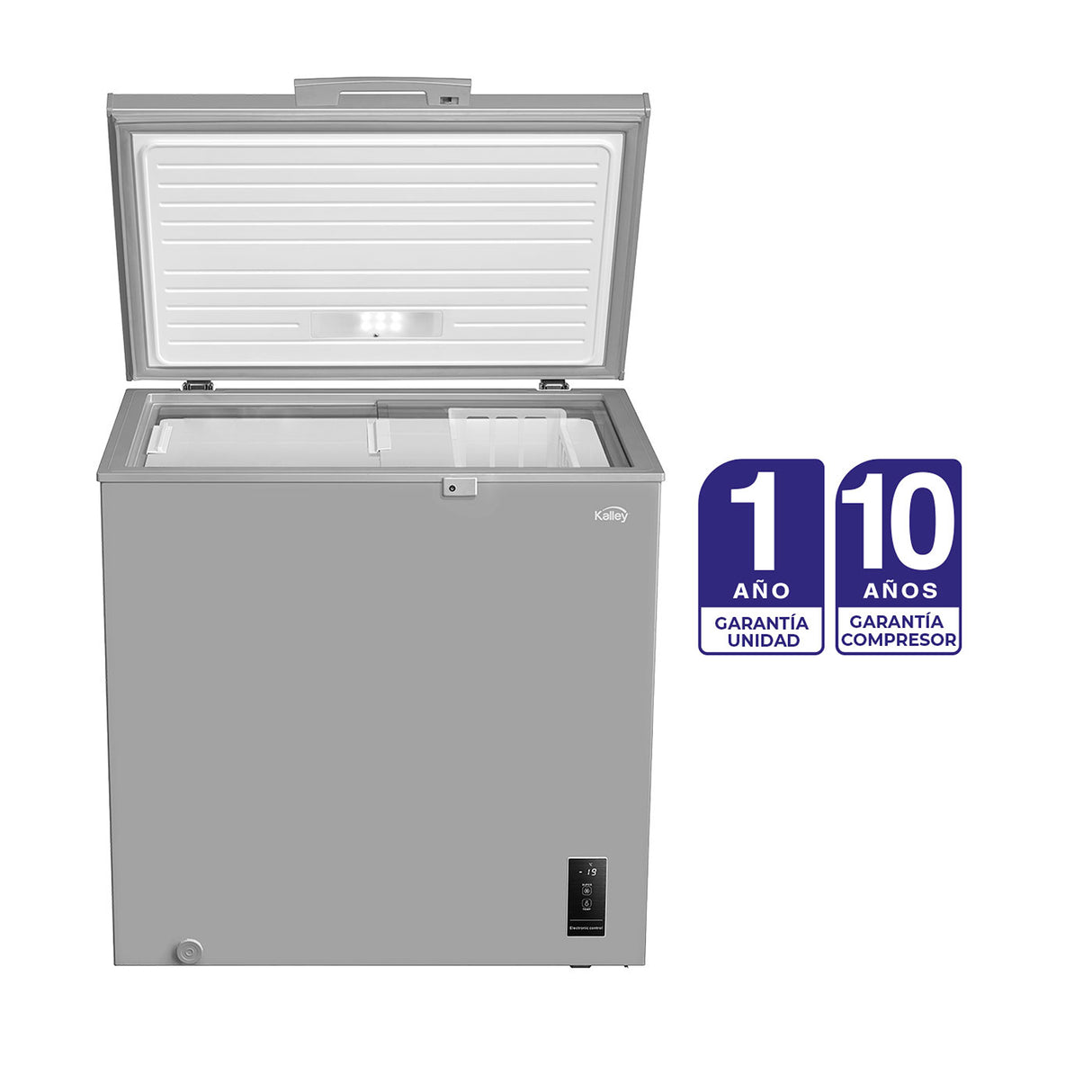Congelador Kalley Inverter Dual Gris 55x85cm de 194 Litros con Iluminación Interna