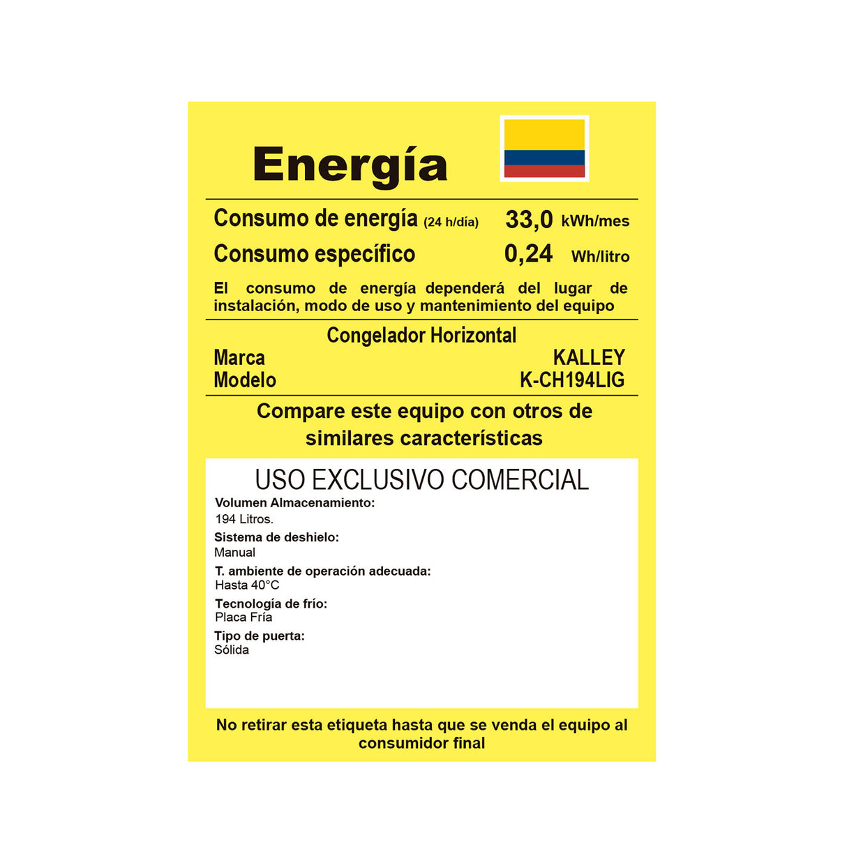 Congelador Kalley Inverter Dual Gris 55x85cm de 194 Litros con Iluminación Interna