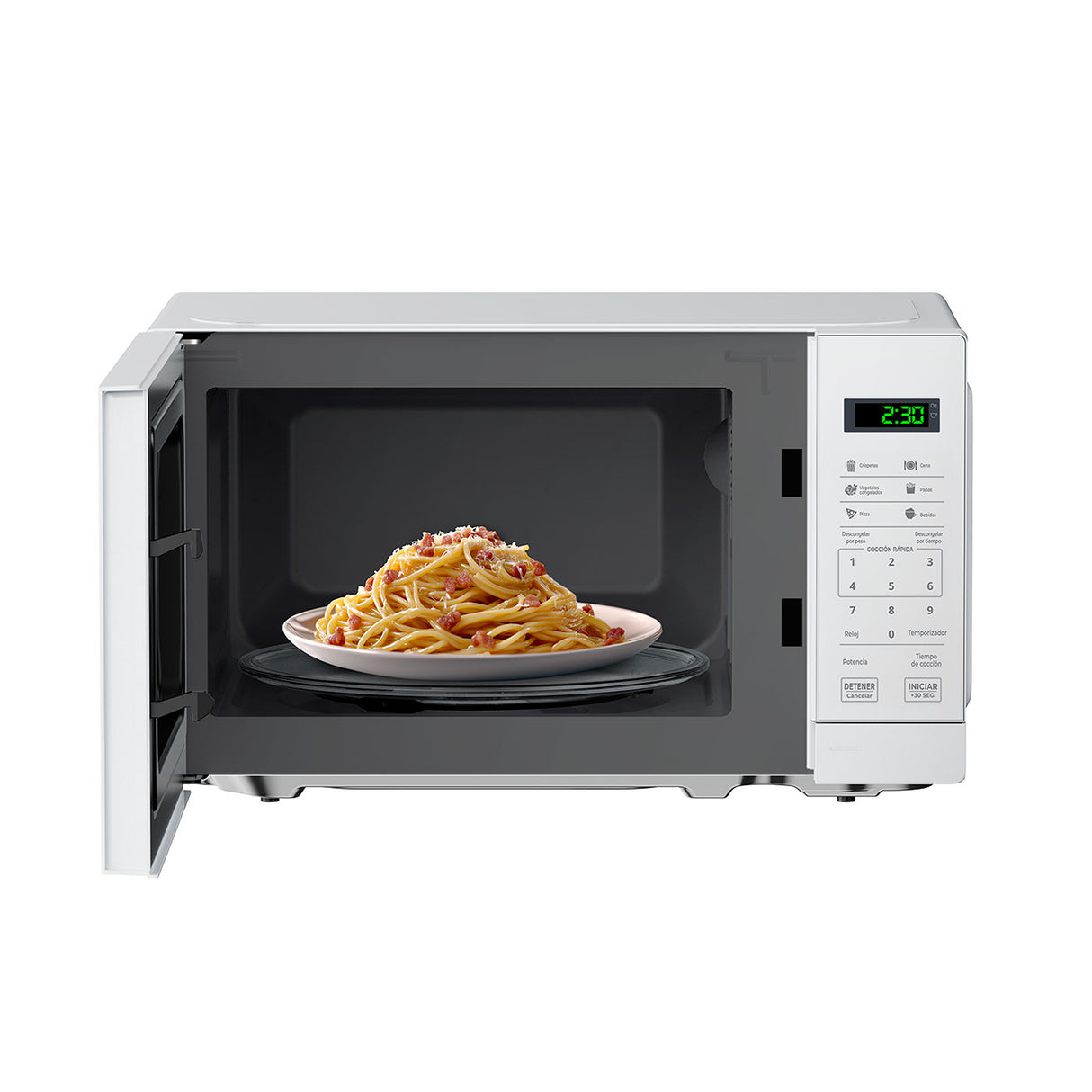 Horno Microondas Kalley Blanco 32.9x25.9cm de 20 Litros con Ocho Funciones Preconfiguradas