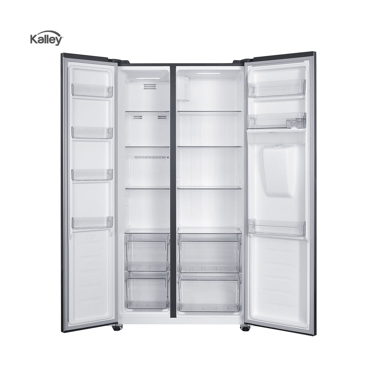 Nevecón No Frost Kalley Side by Side Gris 91x177cm Americano de 439 Litros con Dispensador de Agua