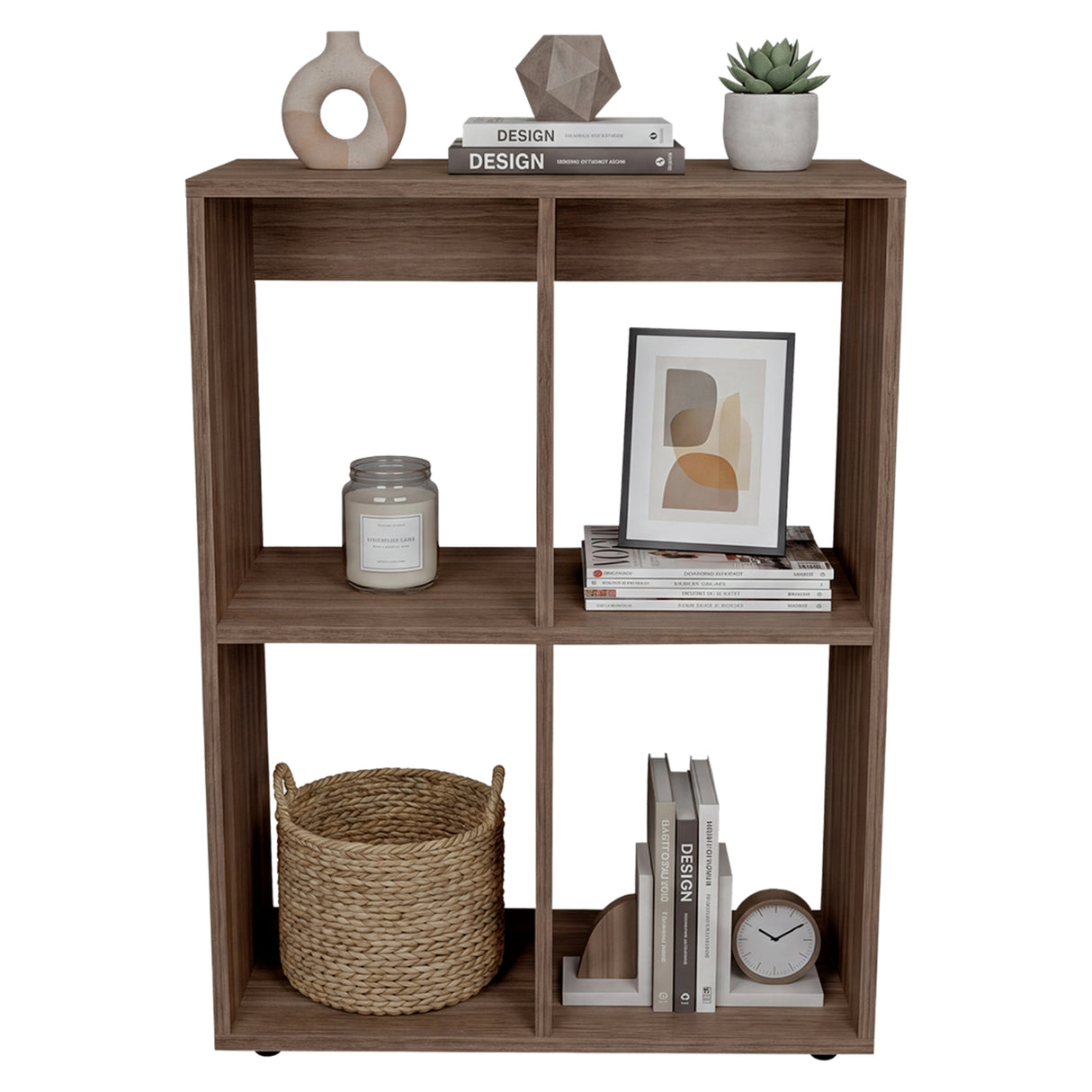 Biblioteca Otto Avellana 59.9x80cm Rectangular con Cuatro Compartimientos y Dos Entrepaños