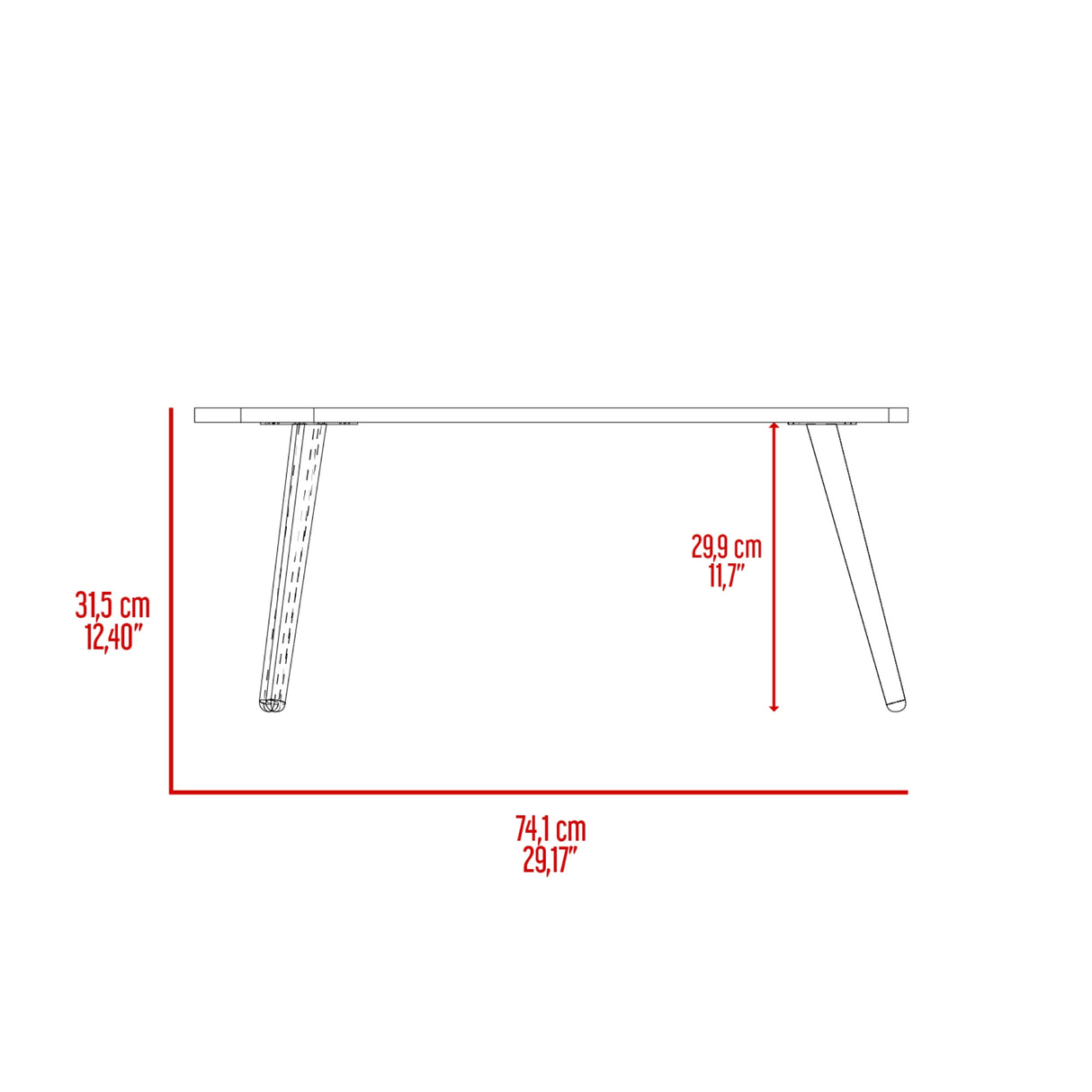 Mesa de Centro Narvik Avellana 74.1x31.5cm Ovalado Baja con Patas