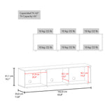 Rack de TV Dorne Fresno Europeo y Blanco 162x41.1cm para TV Hasta 65" Pulgadas con Dos Compartimientos y con Ranura para Cables
