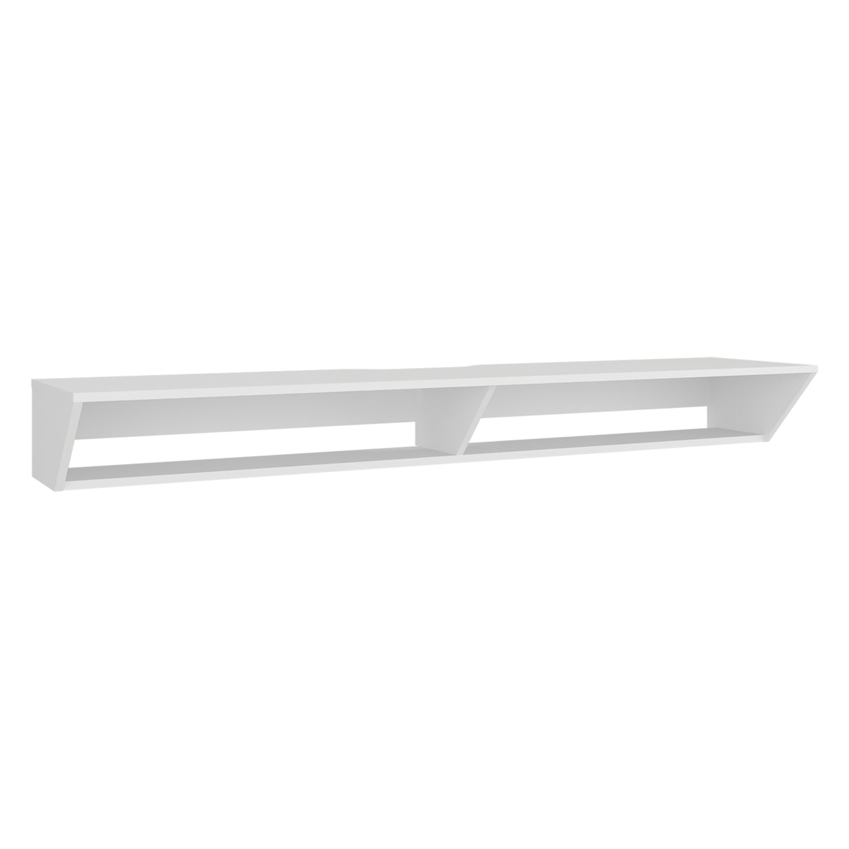 Rack de TV Russel Blanco 160x18.1cm Flotante para TV Hasta 65" Pulgadas con Dos Compartimientos y con Ranura para Cables