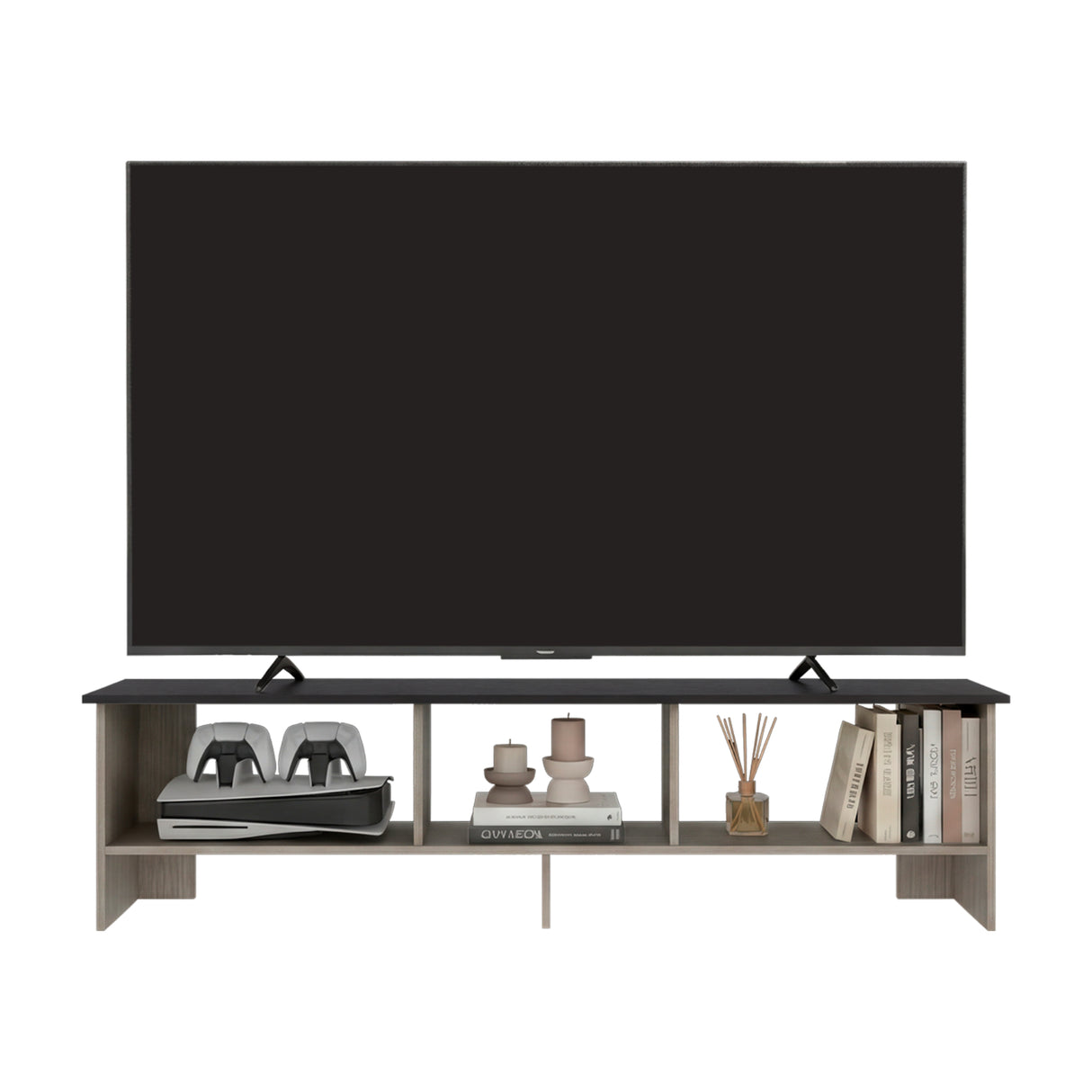 Rack de TV Belga Positano y Wengue 160x41.8cm para TV Hasta 65" Pulgadas con Tres Compartimientos