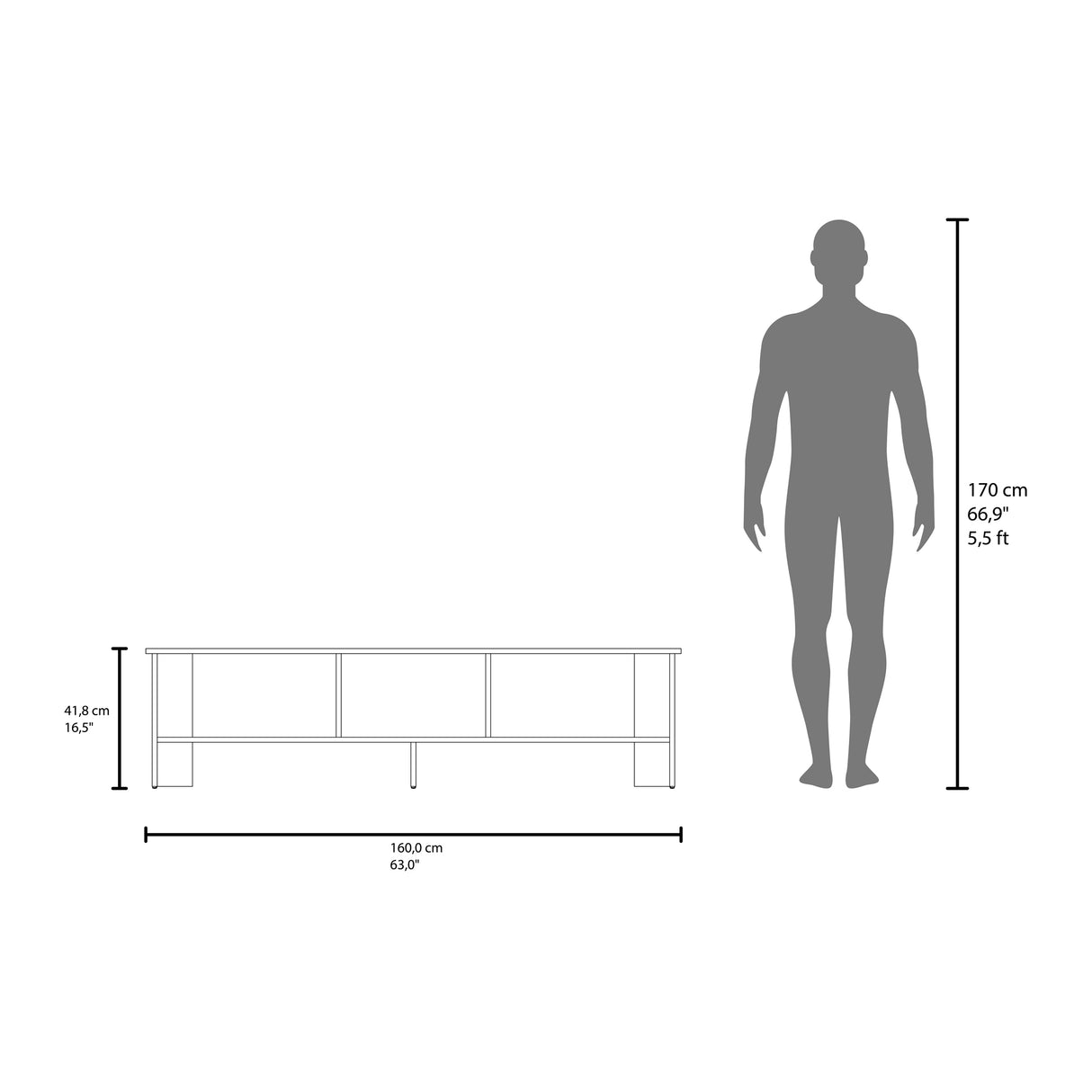 Rack de TV Belga Positano y Wengue 160x41.8cm para TV Hasta 65" Pulgadas con Tres Compartimientos