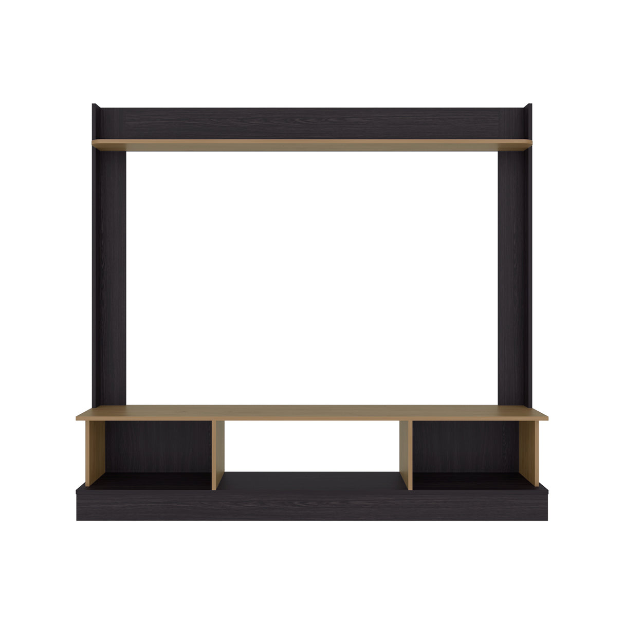 Centro de Entretenimiento Abedul Wengue y Fresno Europeo 168.1x158.5cm para TV Hasta 65" Pulgadas con Tres Compartimientos