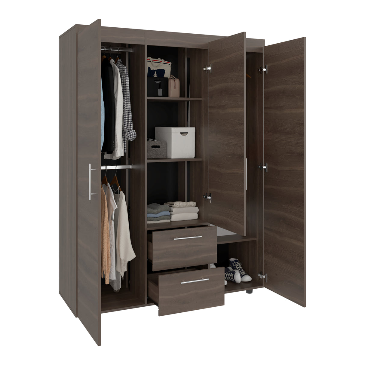 Closet Baru Lite Milan 135x180cm con Tres Puertas y con Dos Cajones
