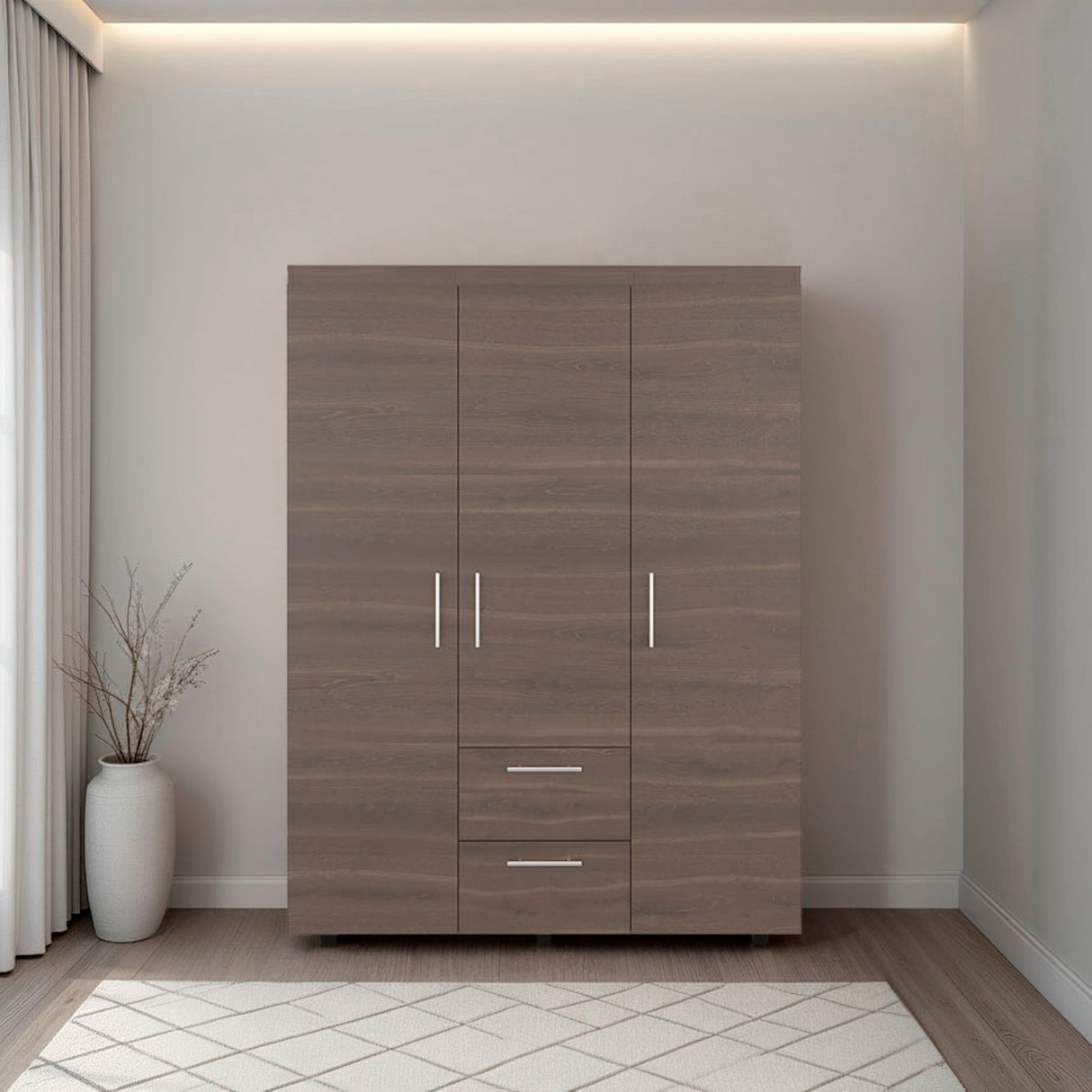 Closet Baru Lite Milan 135x180cm con Tres Puertas y con Dos Cajones