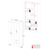 Closet Essence Blanco 90x173cm con Cuatro Puertas y con Dos Cajones