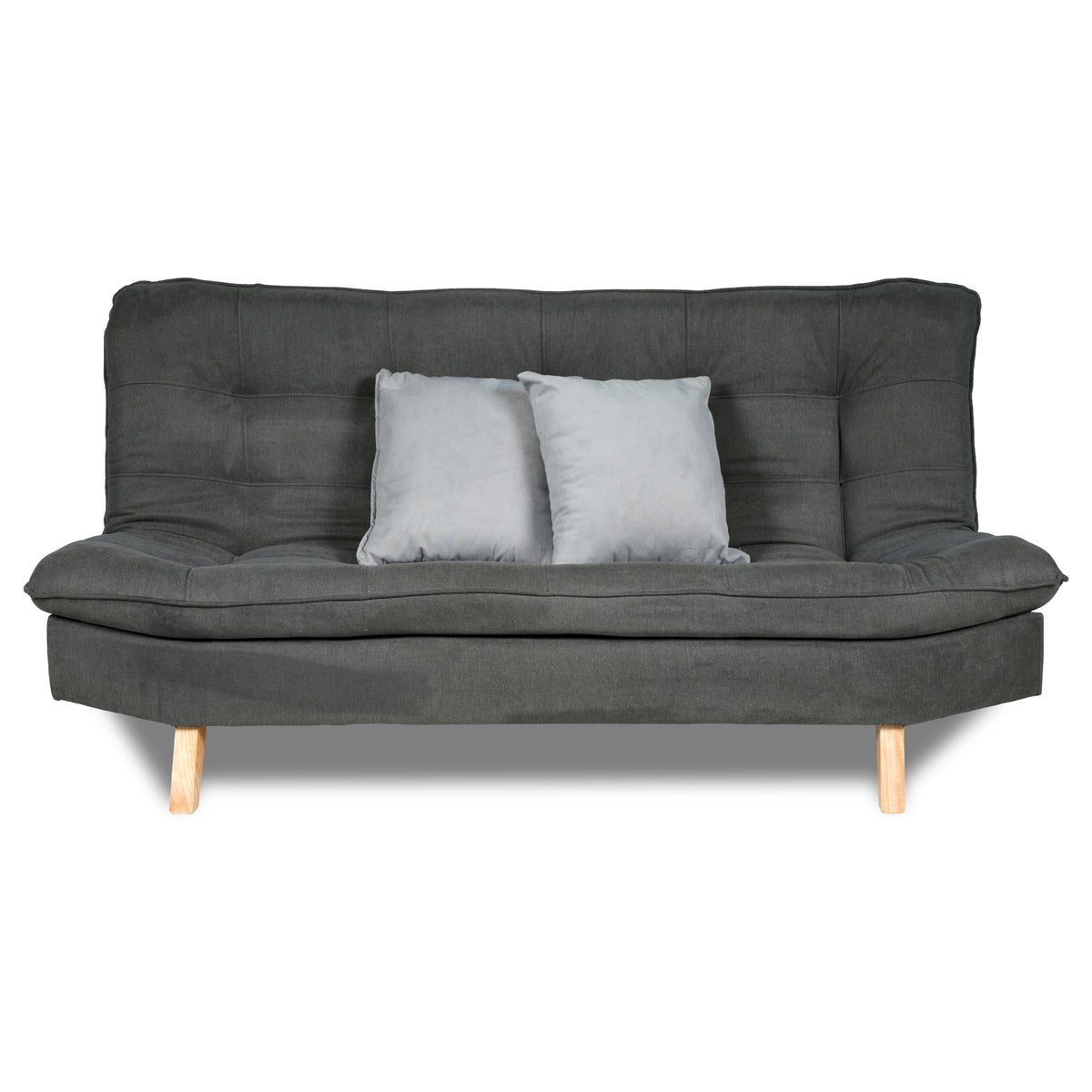 Sofá Cama Bilbao Gris 120x93cm de Tres Puestos Reclinable Antifluido sin Apoya Brazos y con Dos Cojines Decorativos