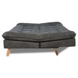 Sofá Cama Bilbao Gris 120x93cm de Tres Puestos Reclinable Antifluido sin Apoya Brazos y con Dos Cojines Decorativos