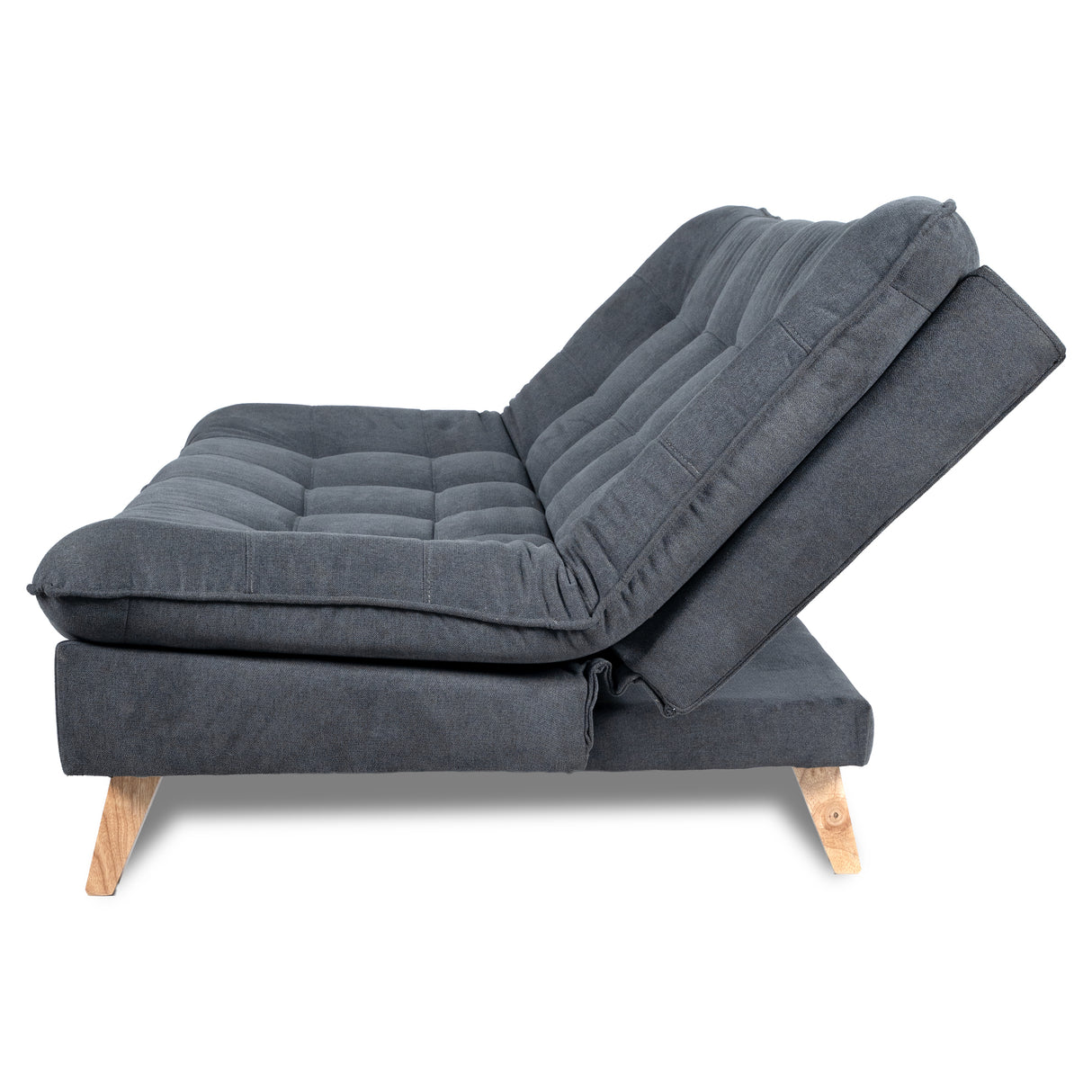 Sofá Cama Bilbao Gris 120x93cm de Tres Puestos Reclinable Antifluido sin Apoya Brazos y con Dos Cojines Decorativos