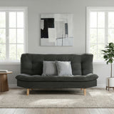 Sofá Cama Bilbao Gris 120x93cm de Tres Puestos Reclinable Antifluido sin Apoya Brazos y con Dos Cojines Decorativos