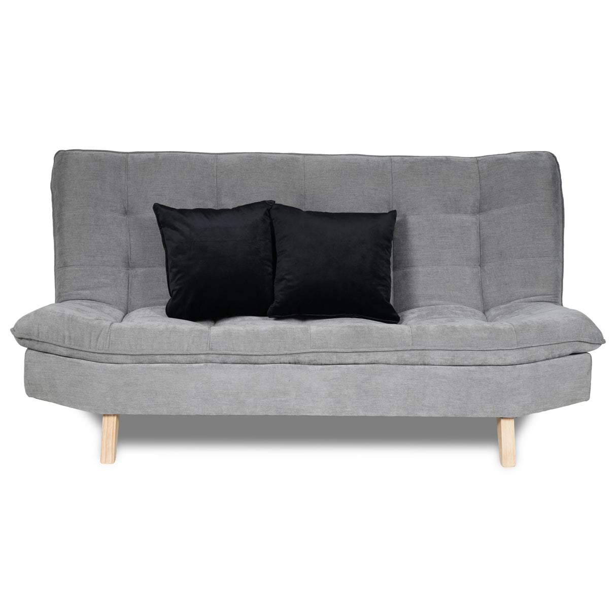 Sofá Cama Bilbao Plata 120x93cm de Tres Puestos Reclinable Antifluido sin Apoya Brazos y con Dos Cojines Decorativos
