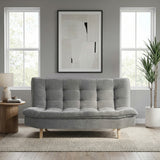 Sofá Cama Bilbao Plata 120x93cm de Tres Puestos Reclinable Antifluido sin Apoya Brazos y con Dos Cojines Decorativos