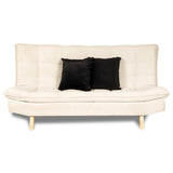 Sofá Cama Bilbao Marfil 120x93cm de Tres Puestos Reclinable Antifluido sin Apoya Brazos y con Dos Cojines Decorativos