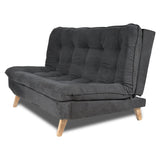 Combo Sofá Cama y Puff Bilbao Gris 120x93cm de Tres Puestos Reclinable Antifluido sin Apoya Brazos