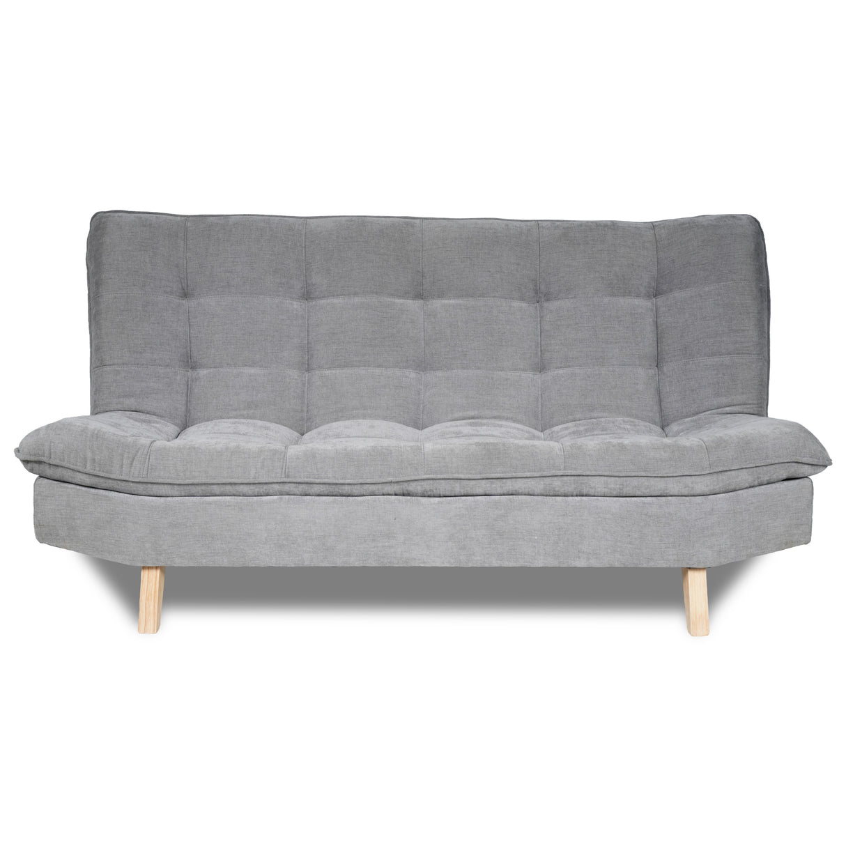 Combo Sofá Cama y Puff Bilbao Plata 120x93cm de Tres Puestos Reclinable Antifluido sin Apoya Brazos