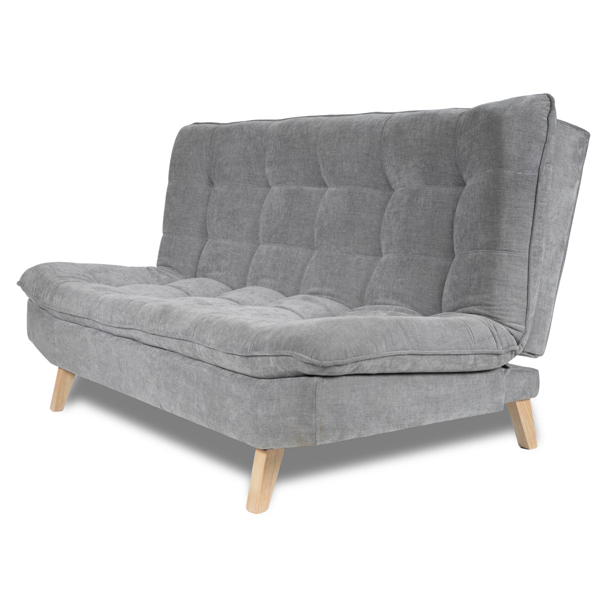 Combo Sofá Cama y Puff Bilbao Plata 120x93cm de Tres Puestos Reclinable Antifluido sin Apoya Brazos
