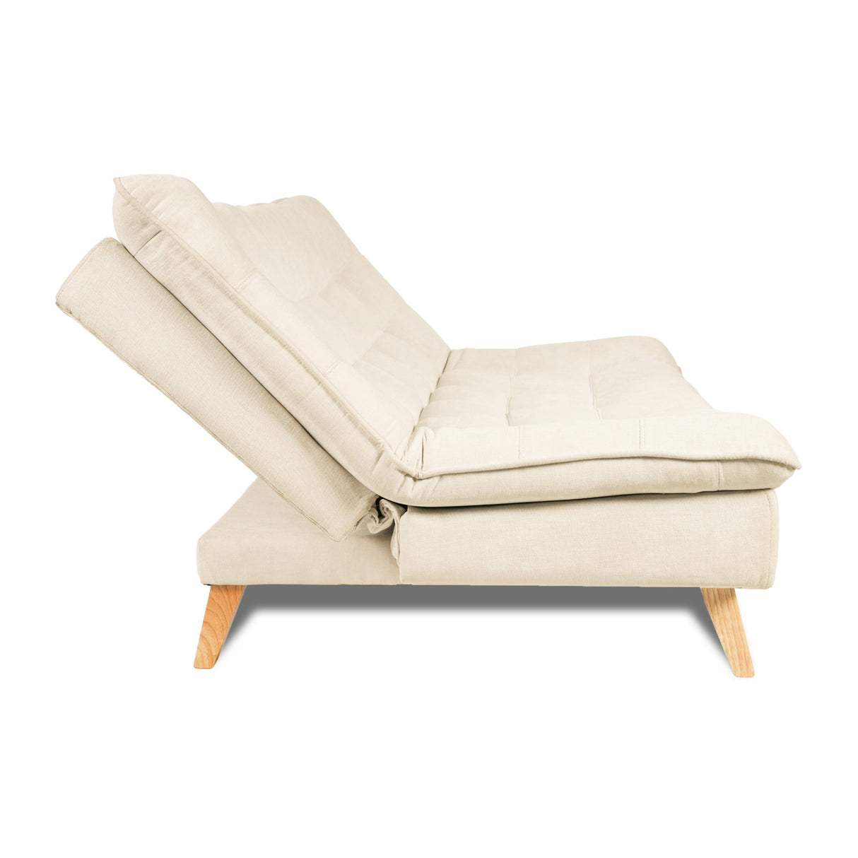 Combo Sofá Cama y Puff Bilbao Marfil 120x93cm de Tres Puestos Reclinable Antifluido sin Apoya Brazos