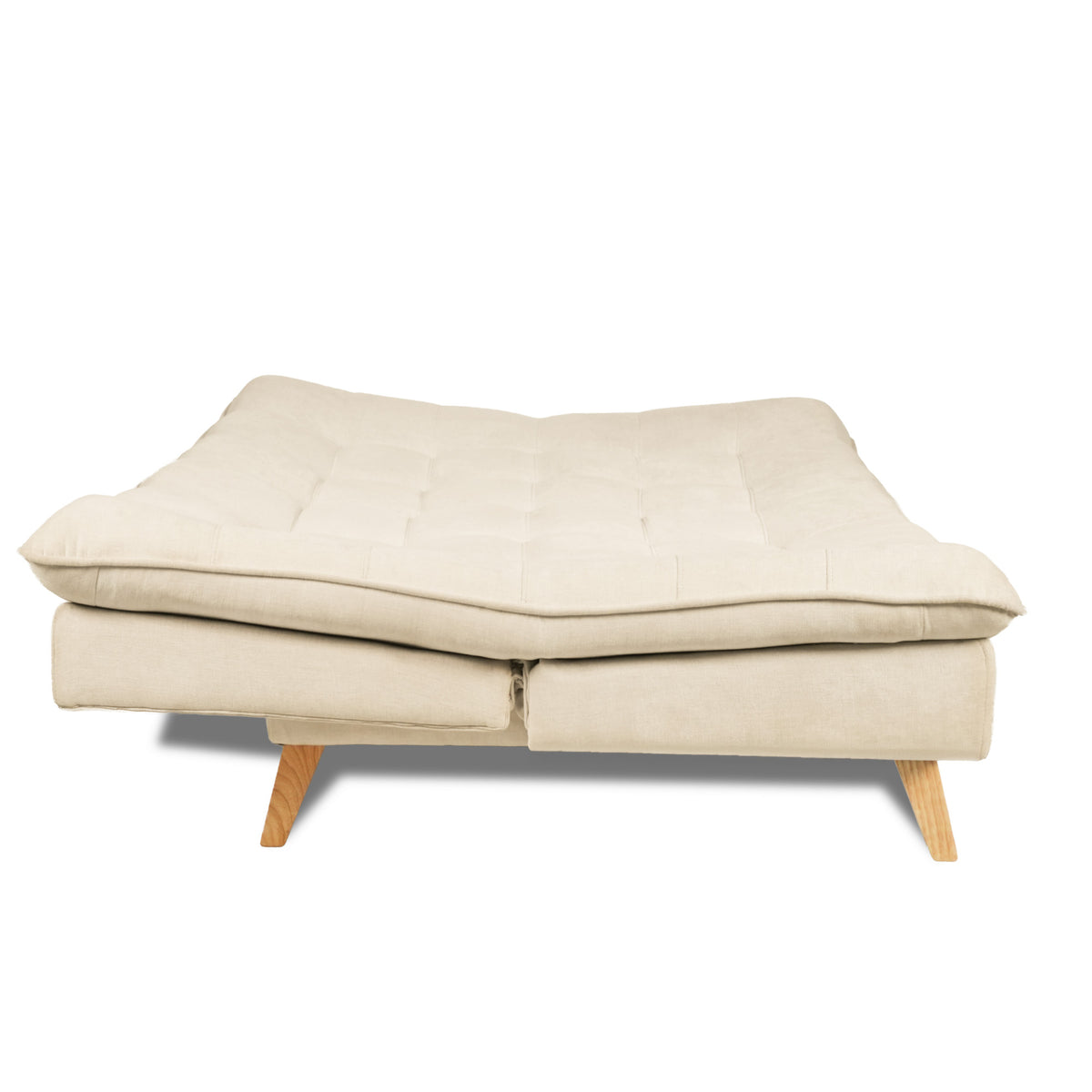 Combo Sofá Cama y Puff Bilbao Marfil 178x98cm de Tres Puestos Reclinable Antifluido sin Apoya Brazos