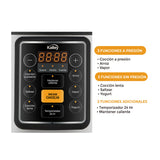 Olla Multifuncional Plateado 27.8x26.6cm de 3 Litros con Seis Funciones Preconfiguradas y con Temporizador